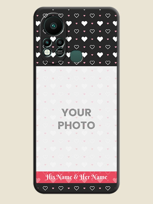 Custom White Color Love Symbols with Text Design on Photo on Space Black Soft Matte Phone Cover - Infinix Hot 11s - alternate view
