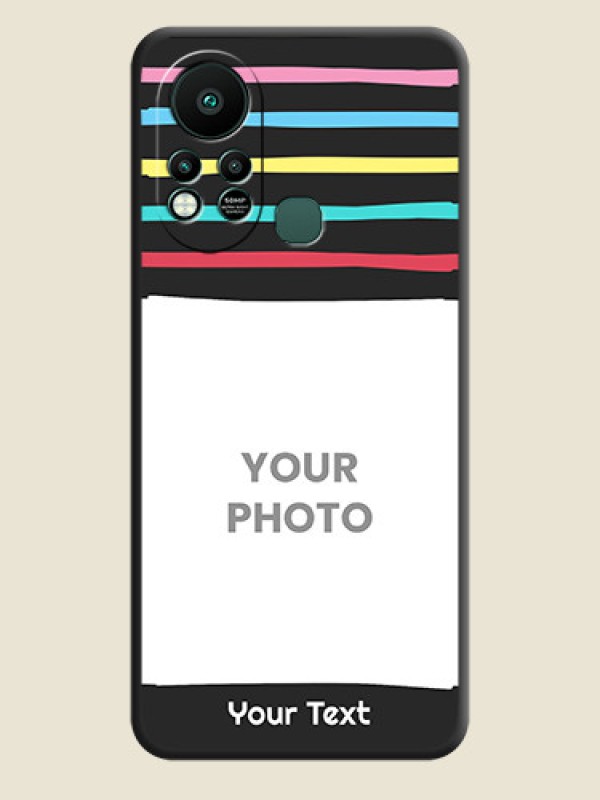 Custom Multicolor Lines with Image on Space Black Personalized Soft Matte Phone Covers - Infinix Hot 11s - alternate view