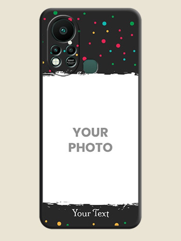 Custom Multicolor Dotted Pattern with Text on Space Black Custom Soft Matte Phone Back Cover - Infinix Hot 11s - alternate view