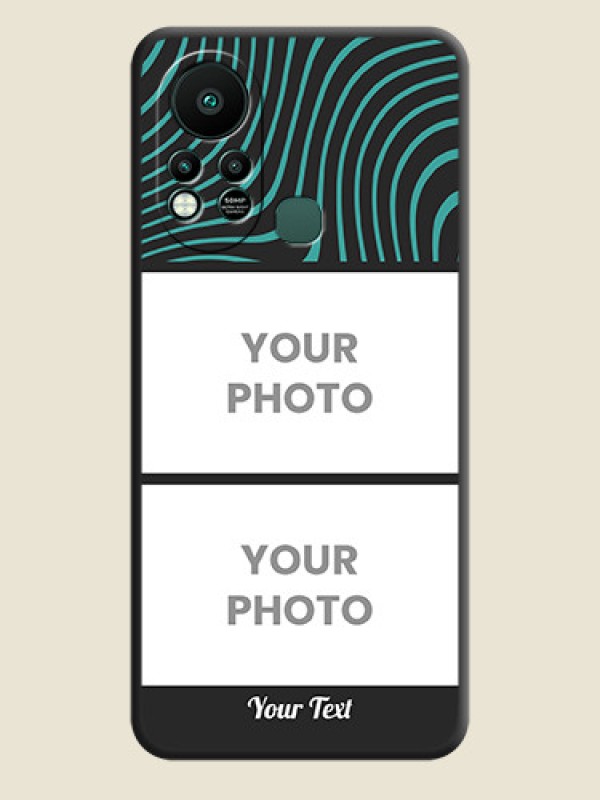 Custom Wave Pattern with 2 Image Holder on Space Black Personalized Soft Matte Phone Covers - Infinix Hot 11s - alternate view