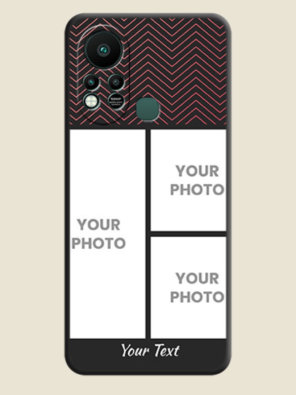 Custom Wave Pattern with 3 Image Holder on Space Black Custom Soft Matte Back Cover - Infinix Hot 11s - alternate view