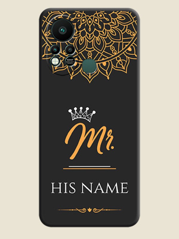 Custom Mr Name with Floral Design on Personalised Space Black Soft Matte Cases - Infinix Hot 11s - alternate view