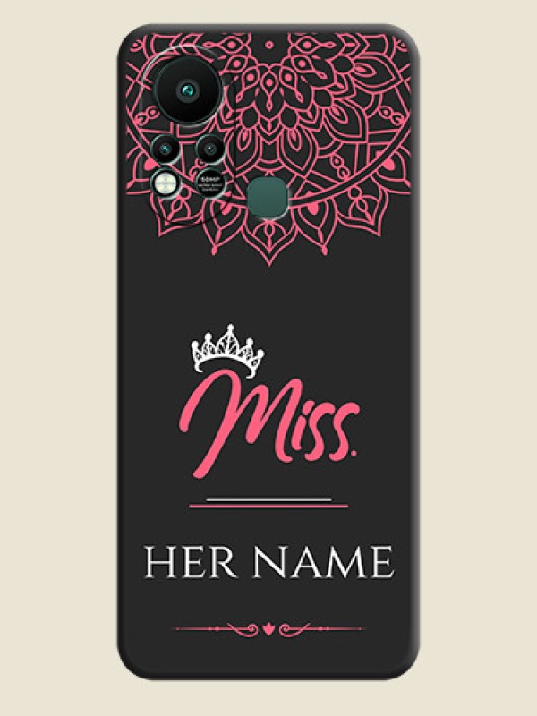 Custom Mrs Name with Floral Design on Space Black Personalized Soft Matte Phone Covers - Infinix Hot 11s - alternate view