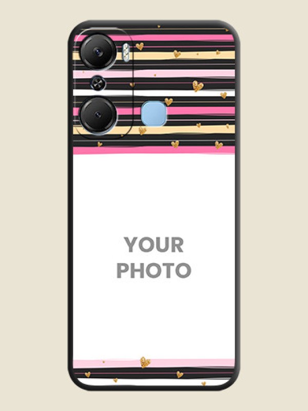 Custom Multicolor Lines and Golden Love Symbols Design - Photo on Space Black Soft Matte Mobile Cover - Infinix Hot 12 Pro - alternate view