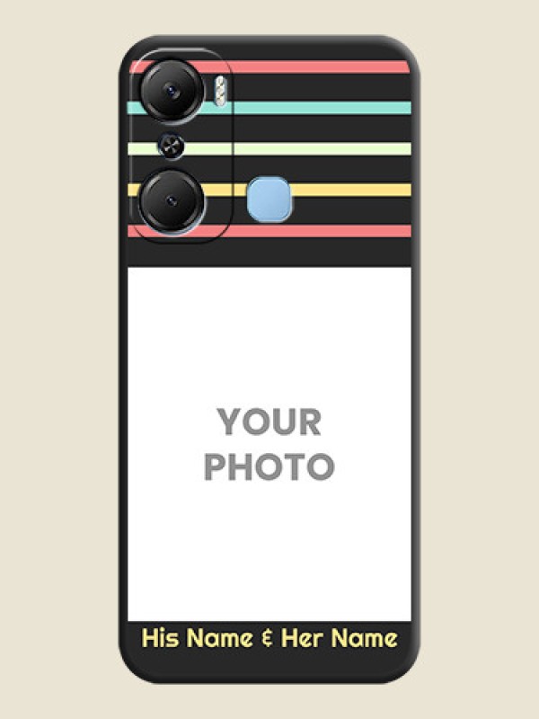 Custom Color Stripes with Photo and Text - Photo on Space Black Soft Matte Mobile Case - Infinix Hot 12 Pro - alternate view