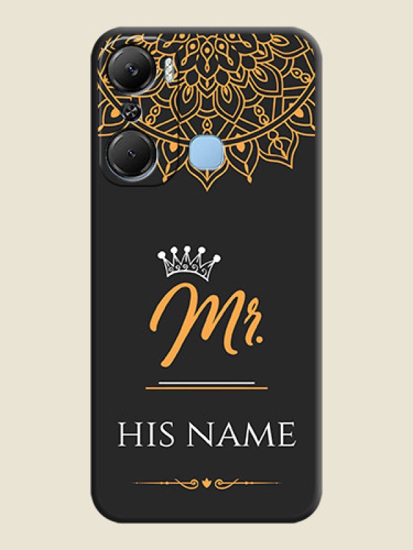 Custom Mr Name with Floral Design on Personalised Space Black Soft Matte Cases - Infinix Hot 12 Pro - alternate view