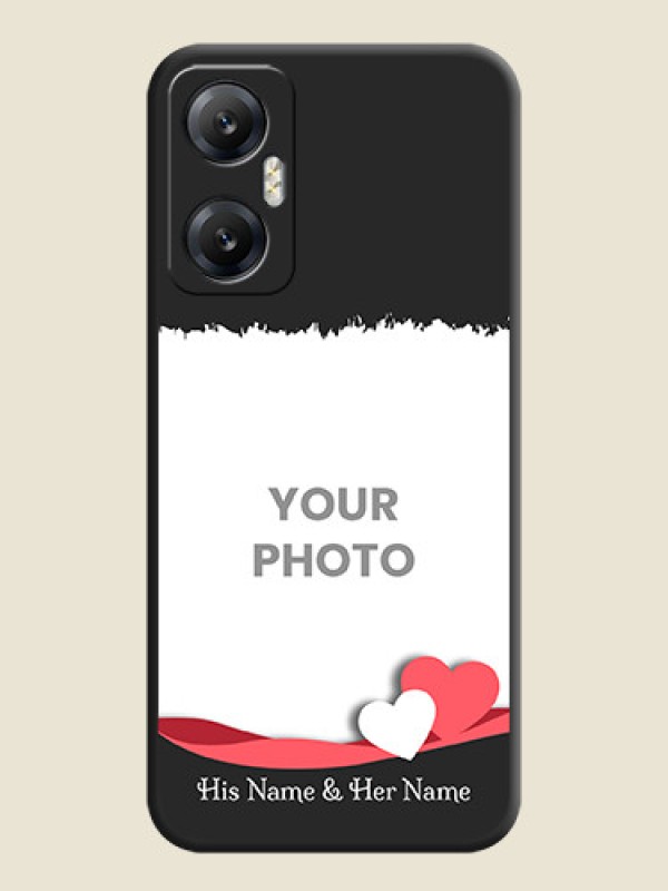 Custom Pink Color Love Shaped Ribbon Design with Text on Space Black Custom Soft Matte Phone Back Cover - Infinix Hot 20 5G - alternate view