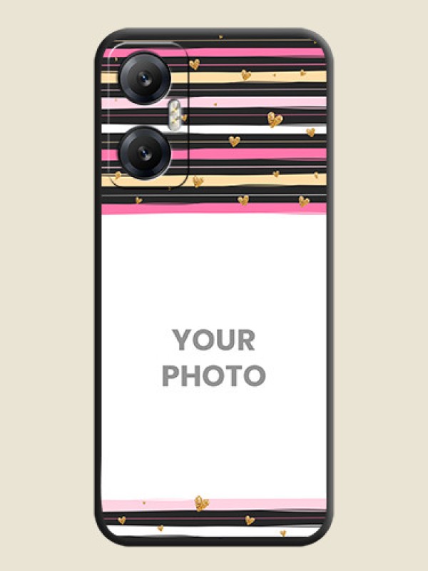 Custom Multicolor Lines and Golden Love Symbols Design - Photo on Space Black Soft Matte Mobile Cover - Infinix Hot 20 5G - alternate view