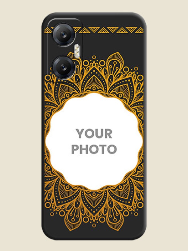 Custom Round Image with Floral Design - Photo on Space Black Soft Matte Mobile Cover - Infinix Hot 20 5G - alternate view