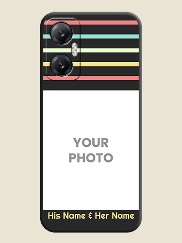 Custom Color Stripes with Photo and Text - Photo on Space Black Soft Matte Mobile Case - Infinix Hot 20 5G - alternate view
