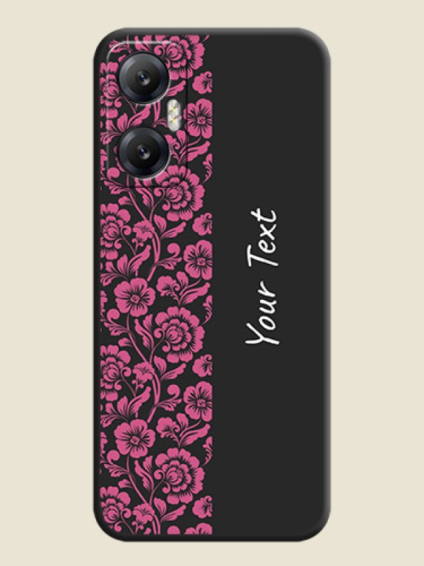 Custom Pink Floral Pattern Design With Custom Text On Space Black Personalized Soft Matte Phone Covers - Infinix Hot 20 5G - alternate view