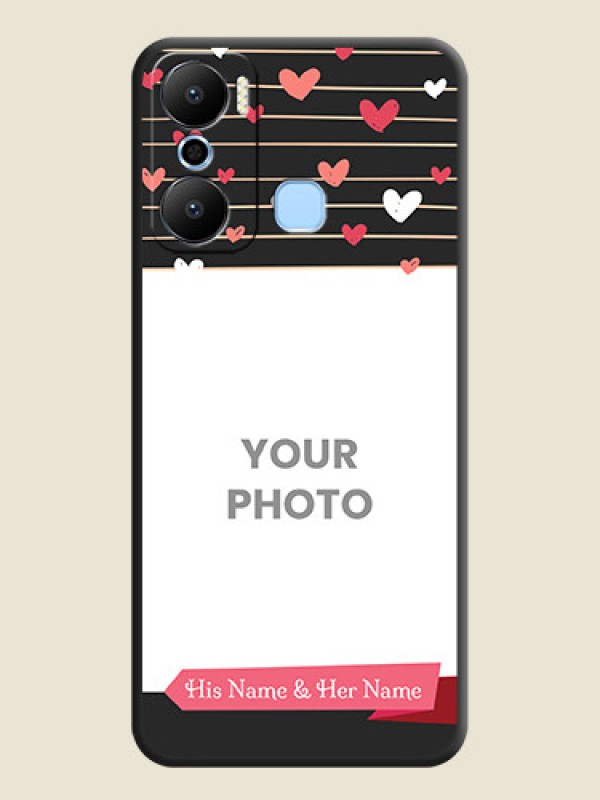 Custom Love Pattern with Name on Pink Ribbon - Photo on Space Black Soft Matte Back Cover - Infinix Hot 20 Play - alternate view