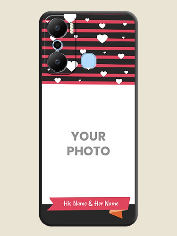 Custom White Color Love Symbols with Pink Lines Pattern on Space Black Custom Soft Matte Phone Cases - Infinix Hot 20 Play - alternate view