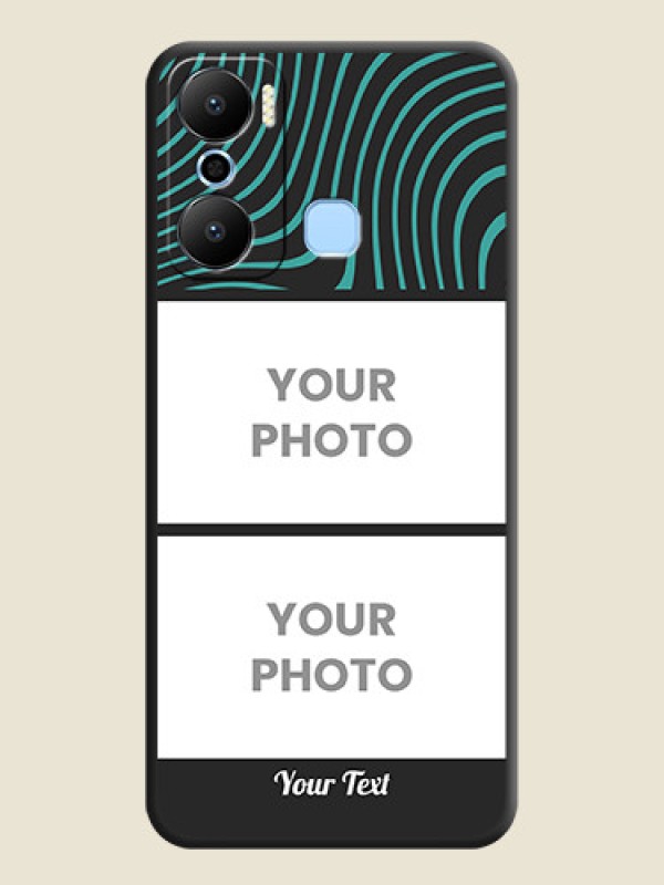 Custom Wave Pattern with 2 Image Holder on Space Black Personalized Soft Matte Phone Covers - Infinix Hot 20 Play - alternate view