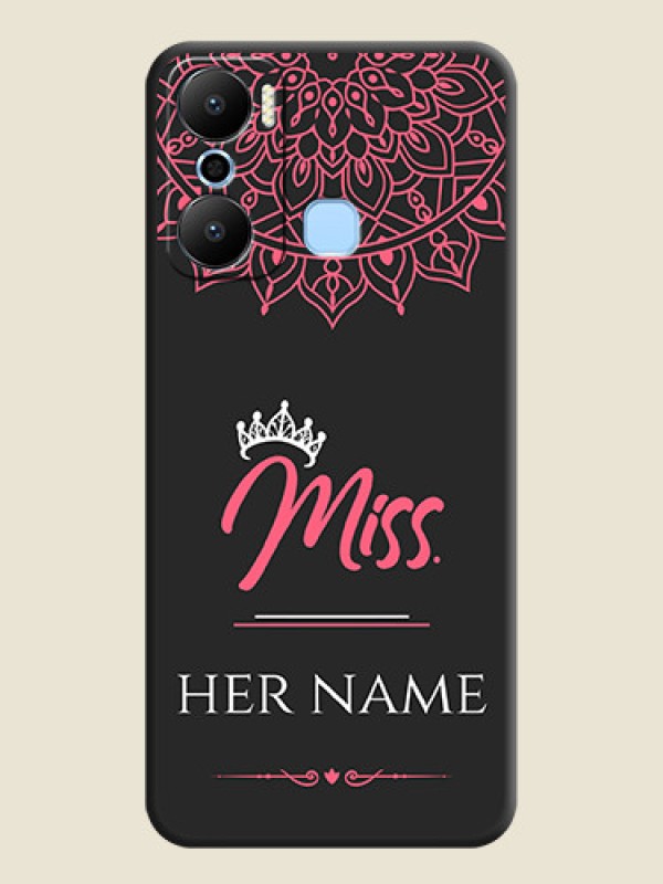 Custom Mrs Name with Floral Design on Space Black Personalized Soft Matte Phone Covers - Infinix Hot 20 Play - alternate view