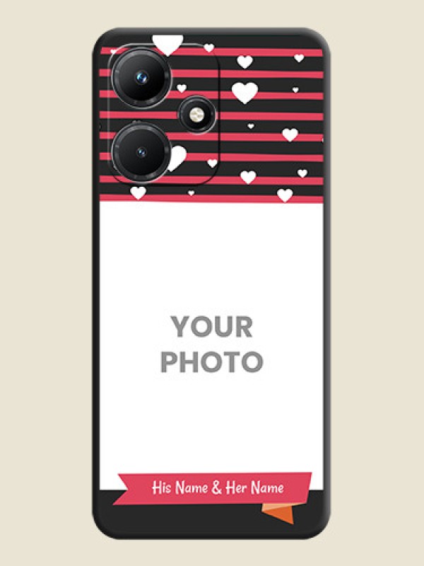 Custom White Color Love Symbols with Pink Lines Pattern on Space Black Custom Soft Matte Phone Cases - Infinix Hot 30I - alternate view