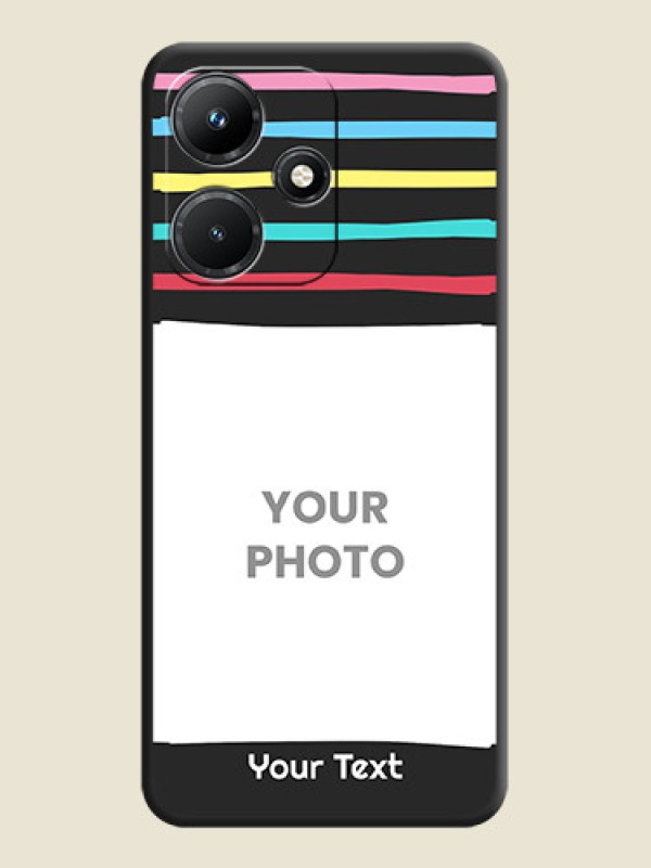Custom Multicolor Lines with Image on Space Black Personalized Soft Matte Phone Covers - Infinix Hot 30I - alternate view