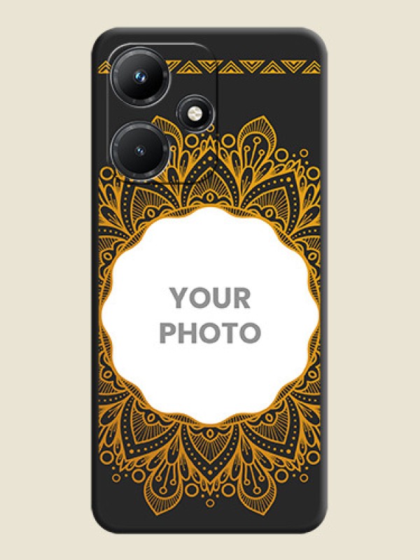 Custom Round Image with Floral Design - Photo on Space Black Soft Matte Mobile Cover - Infinix Hot 30I - alternate view
