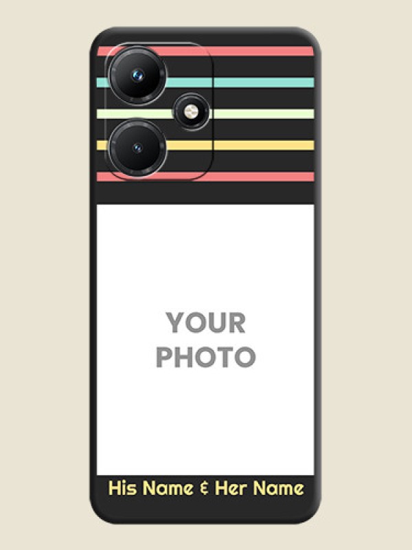 Custom Color Stripes with Photo and Text - Photo on Space Black Soft Matte Mobile Case - Infinix Hot 30I - alternate view