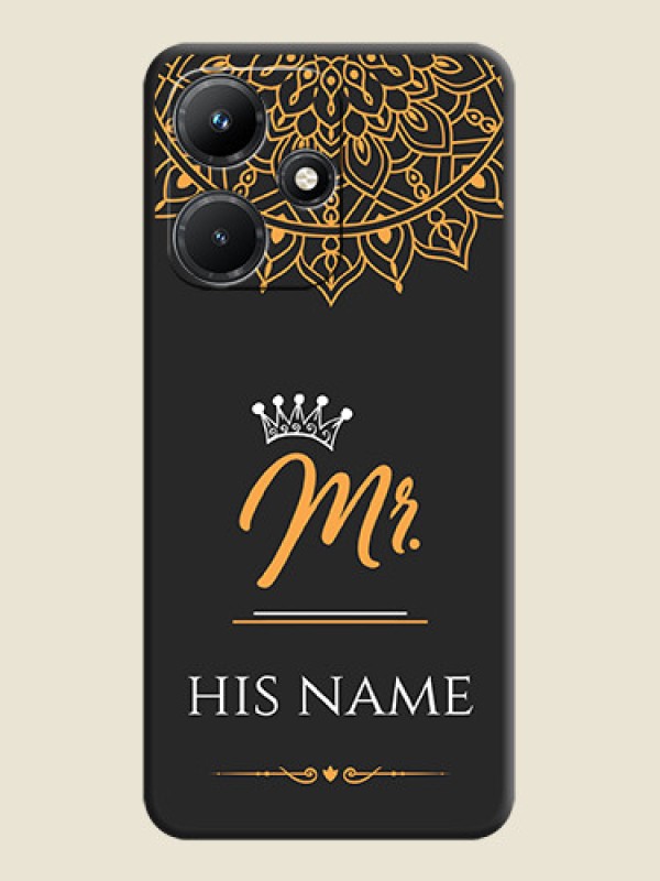 Custom Mr Name with Floral Design on Personalised Space Black Soft Matte Cases - Infinix Hot 30I - alternate view