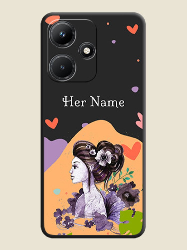 Custom Namecase For Her With Fancy Lady Image On Space Black Personalized Soft Matte Phone Covers - Infinix Hot 30I - alternate view