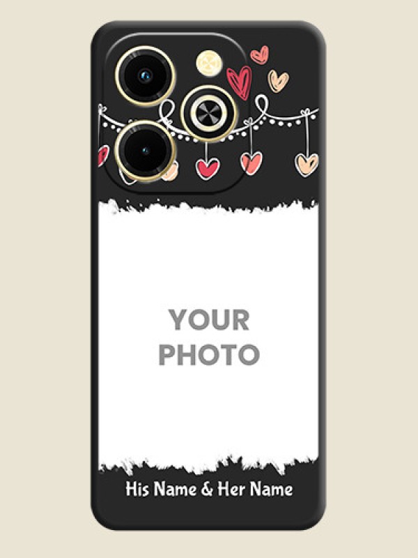 Custom Pink Love Hangings with Name On Space Black Custom Soft Matte Mobile Back Cover - Infinix Hot 40i - alternate view