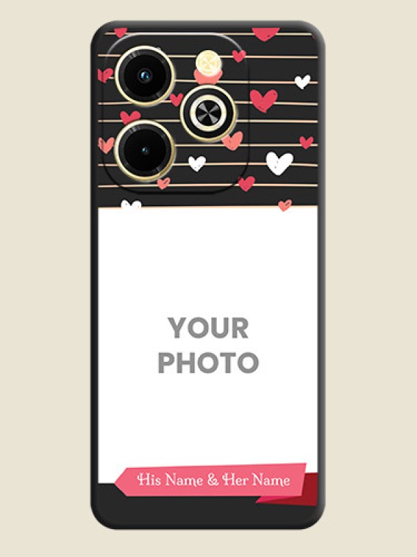 Custom Love Pattern with Name on Pink Ribbon on Photo On Space Black Custom Soft Matte Mobile Back Cover - Infinix Hot 40i - alternate view