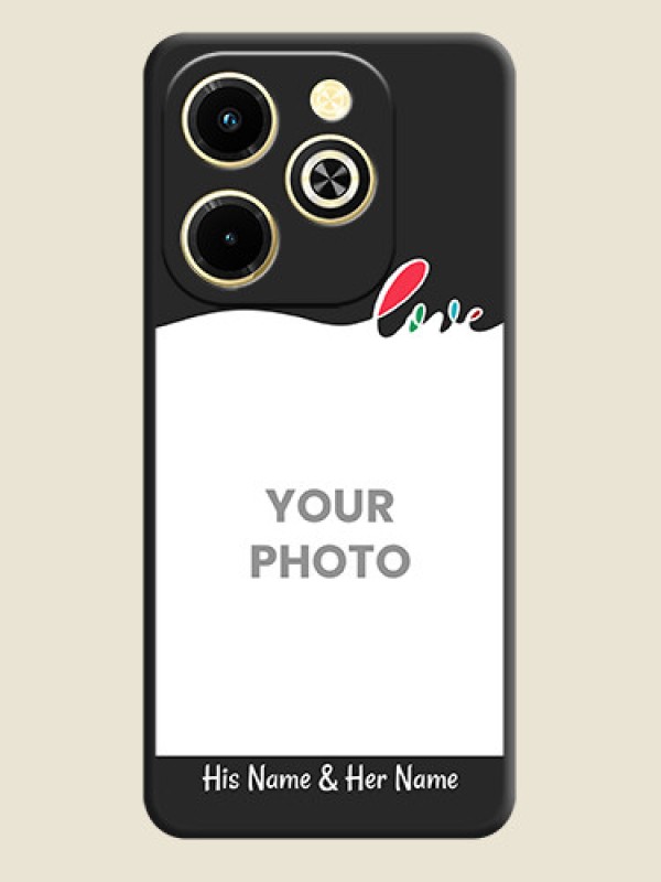 Custom Fall in Love Pattern with Picture on Photo On Space Black Custom Soft Matte Mobile Back Cover - Infinix Hot 40i - alternate view
