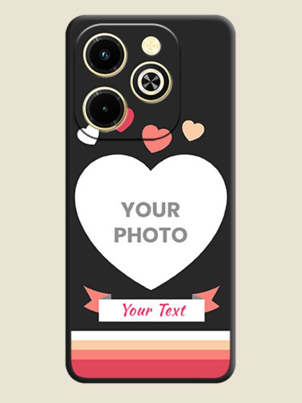 Custom Love Shaped Photo with Colorful Stripes On Space Black Custom Soft Matte Mobile Back Cover - Infinix Hot 40i - alternate view