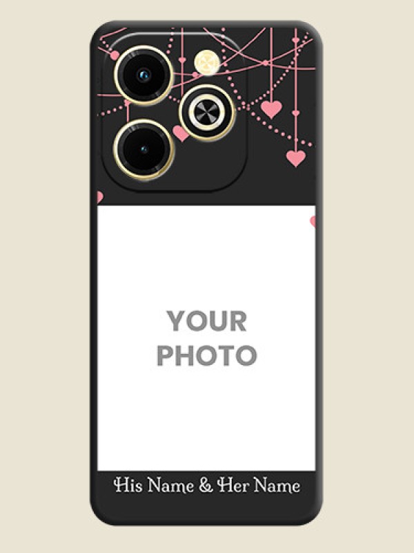 Custom Pink Love Hangings with Text On Space Black Custom Soft Matte Mobile Back Cover - Infinix Hot 40i - alternate view