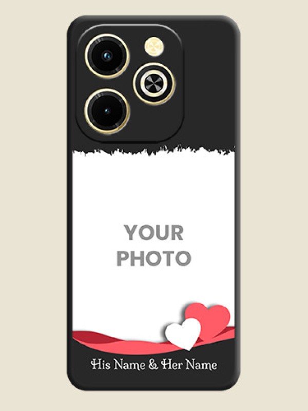 Custom Pin Color Love Shaped Ribbon Design with Text On Space Black Custom Soft Matte Mobile Back Cover - Infinix Hot 40i - alternate view