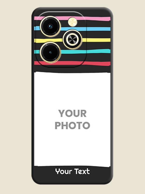 Custom Multicolor Lines with Image On Space Black Custom Soft Matte Mobile Back Cover - Infinix Hot 40i - alternate view