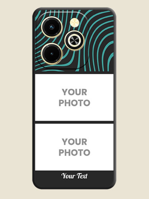 Custom Wave Pattern with 2 Image Holder On Space Black Custom Soft Matte Mobile Back Cover - Infinix Hot 40i - alternate view