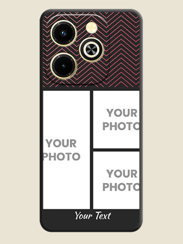 Custom Wave Pattern with 3 Image Holder On Space Black Custom Soft Matte Mobile Back Cover - Infinix Hot 40i - alternate view