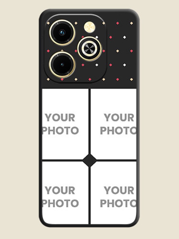 Custom Multicolor Dotted Pattern with 4 Image Holder On Space Black Custom Soft Matte Mobile Back Cover - Infinix Hot 40i - alternate view
