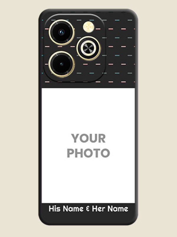 Custom Line Pattern Design with Text On Space Black Custom Soft Matte Mobile Back Cover - Infinix Hot 40i - alternate view