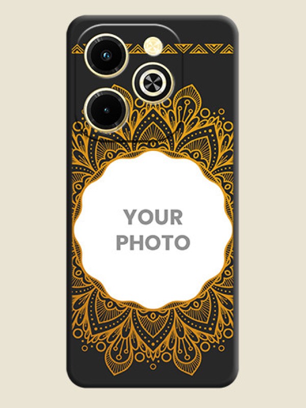 Custom Round Image with Floral Design On Space Black Custom Soft Matte Mobile Back Cover - Infinix Hot 40i - alternate view