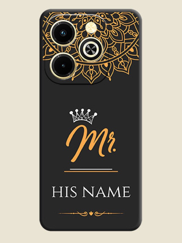 Custom Mr Name with Floral Design On Space Black Custom Soft Matte Mobile Back Cover - Infinix Hot 40i - alternate view
