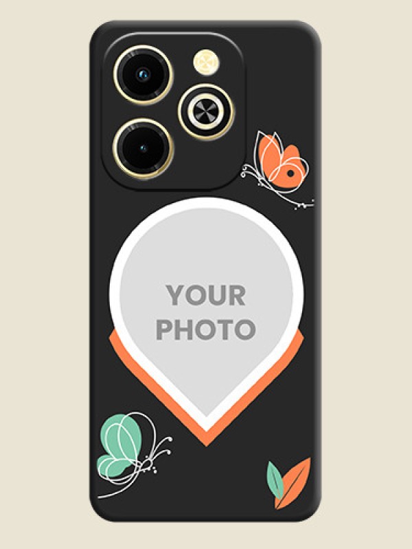 Custom Upload Pic With Simple Butterly Design On Space Black Custom Soft Matte Mobile Back Cover - Infinix Hot 40i - alternate view