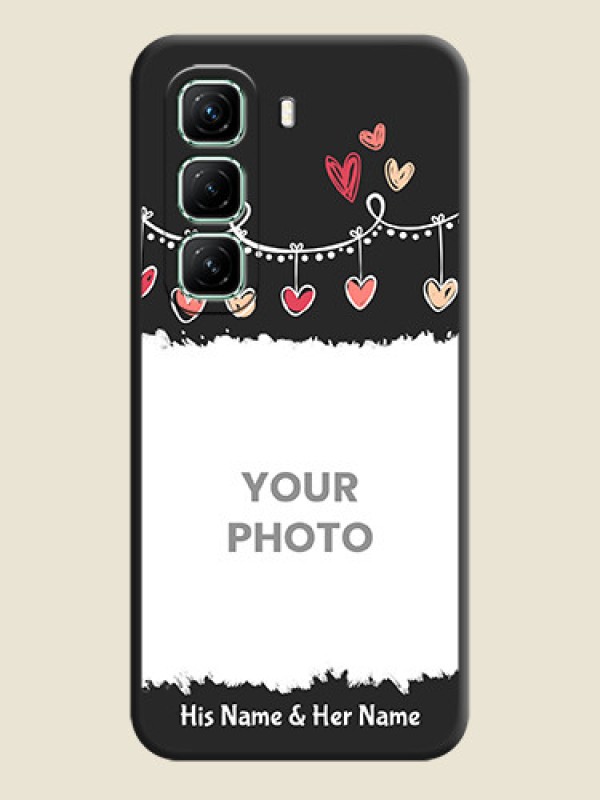 Custom Pink Love Hangings with Name On Space Black Custom Soft Matte Mobile Back Cover - Infinix Hot 50 5G - alternate view