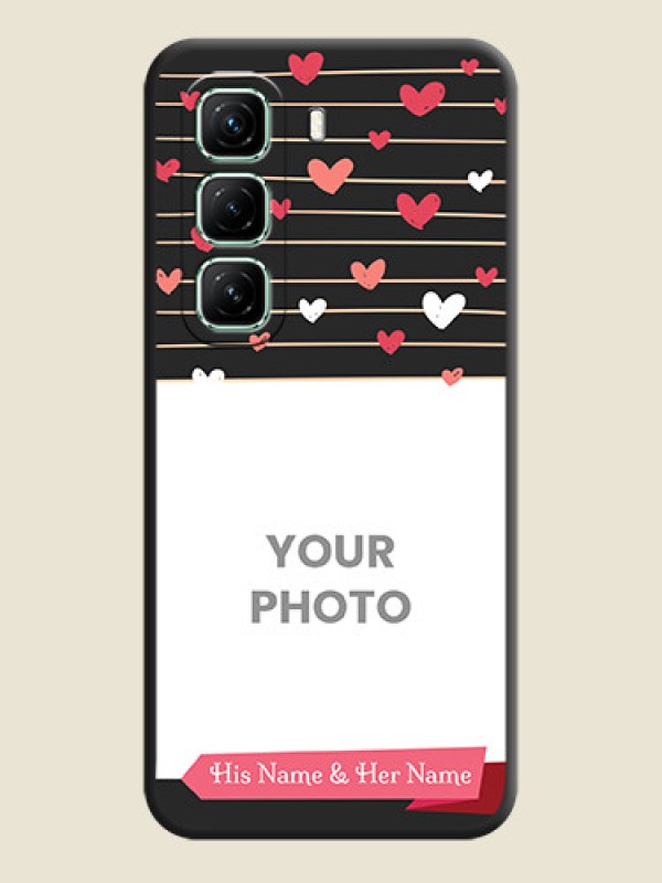 Custom Love Pattern with Name on Pink Ribbon on Photo On Space Black Custom Soft Matte Mobile Back Cover - Infinix Hot 50 5G - alternate view
