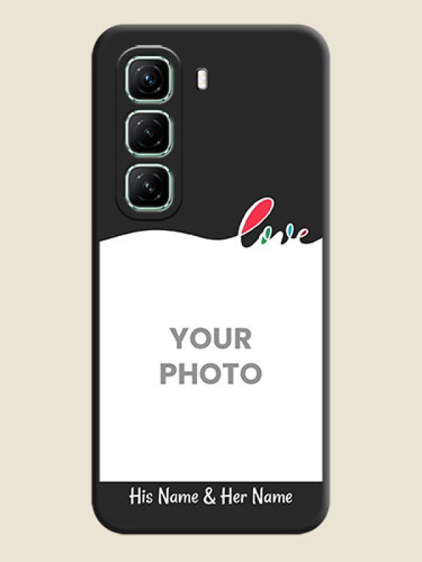 Custom Fall in Love Pattern with Picture on Photo On Space Black Custom Soft Matte Mobile Back Cover - Infinix Hot 50 5G - alternate view