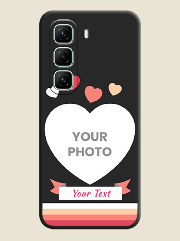 Custom Love Shaped Photo with Colorful Stripes On Space Black Custom Soft Matte Mobile Back Cover - Infinix Hot 50 5G - alternate view