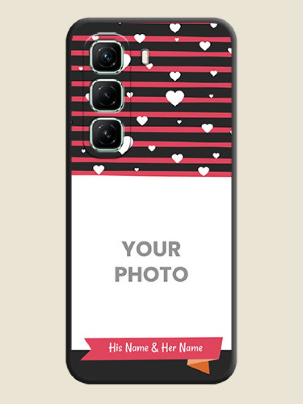 Custom White Color Love Symbols with Pink Lines Pattern On Space Black Custom Soft Matte Mobile Back Cover - Infinix Hot 50 5G - alternate view