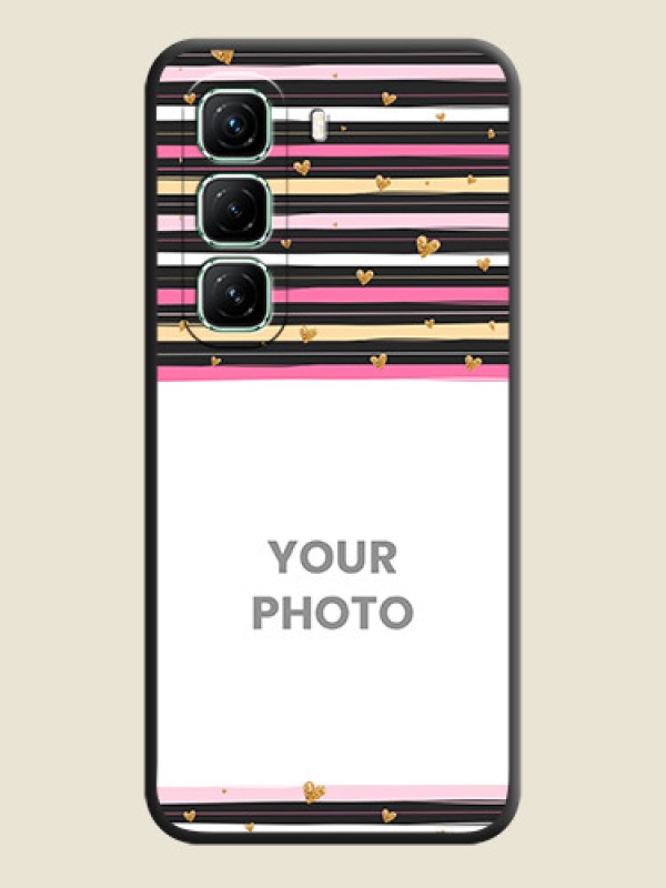 Custom Multicolor Lines and Golden Love Symbols Design on Photo On Space Black Custom Soft Matte Mobile Back Cover - Infinix Hot 50 5G - alternate view