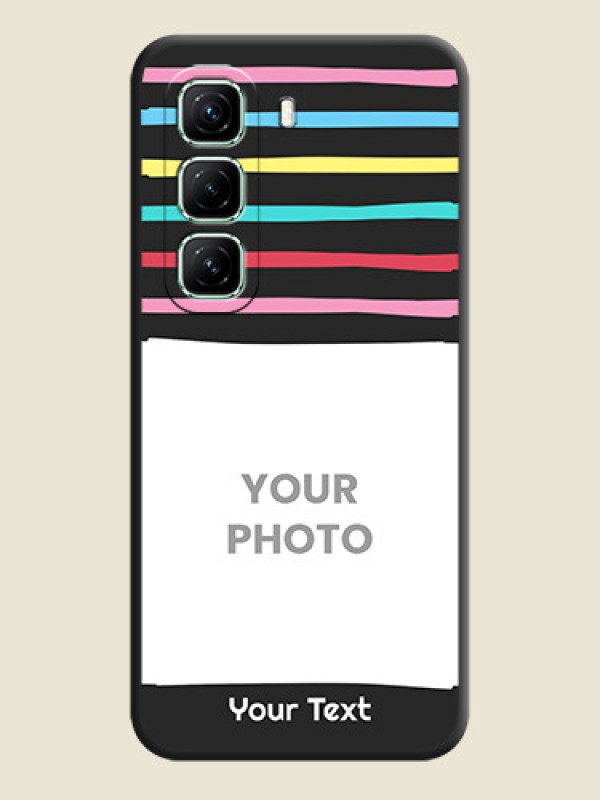Custom Multicolor Lines with Image On Space Black Custom Soft Matte Mobile Back Cover - Infinix Hot 50 5G - alternate view