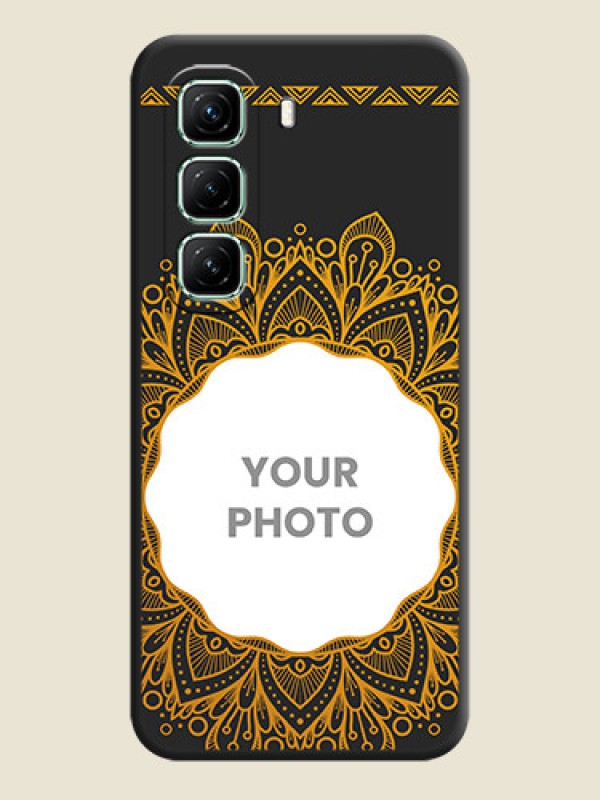 Custom Round Image with Floral Design On Space Black Custom Soft Matte Mobile Back Cover - Infinix Hot 50 5G - alternate view