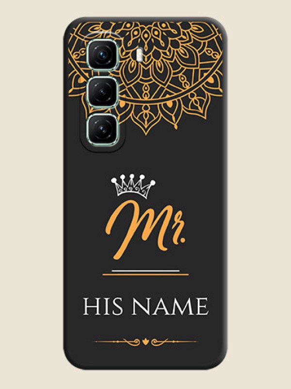 Custom Mr Name with Floral Design On Space Black Custom Soft Matte Mobile Back Cover - Infinix Hot 50 5G - alternate view