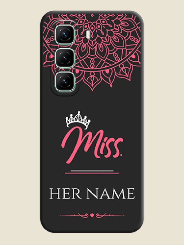 Custom Mrs Name with Floral Design On Space Black Custom Soft Matte Mobile Back Cover - Infinix Hot 50 5G - alternate view