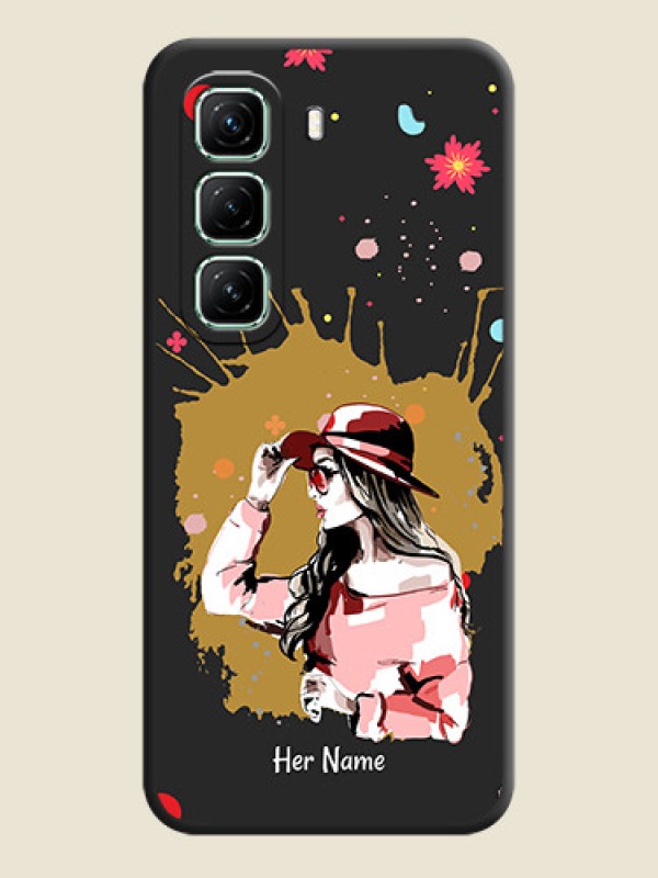 Custom Mordern Lady With Color Splash Background With Custom Text On Space Black Custom Soft Matte Mobile Back Cover - Infinix Hot 50 5G - alternate view